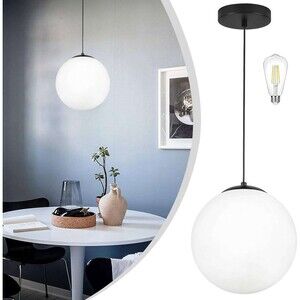 KoKo&Yukina 10" Globe Pendant Light Black Mid Century Pendant Light Mid Century